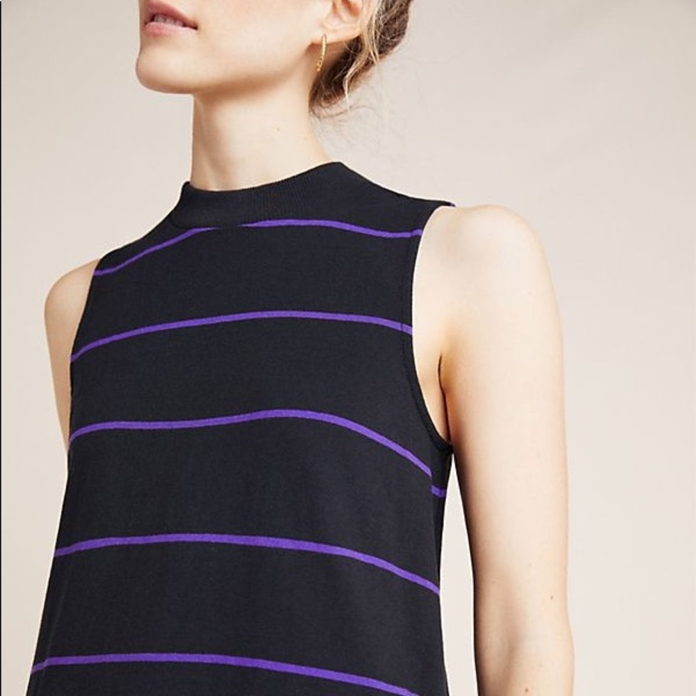 NWT ANTHROPOLOGIE • Hildi Peplum Striped Black Top - Picture 4 of 4